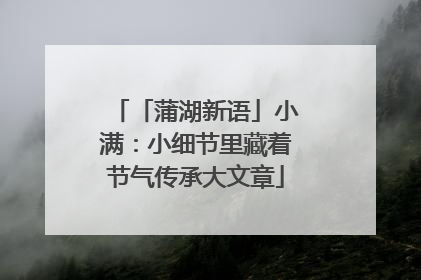 「蒲湖新语」小满：小细节里藏着节气传承大文章