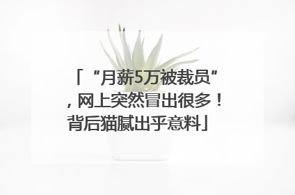 “月薪5万被裁员”，网上突然冒出很多！背后猫腻出乎意料