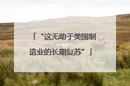 “这无助于美国制造业的长期复苏”
