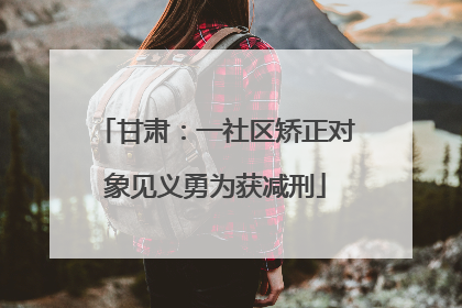 甘肃：一社区矫正对象见义勇为获减刑