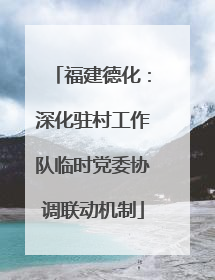 福建德化：深化驻村工作队临时党委协调联动机制