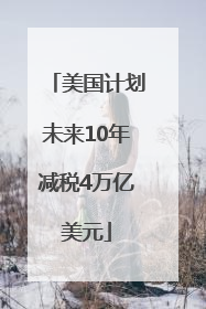 美国计划未来10年减税4万亿美元