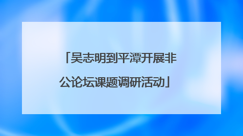 吴志明到平潭开展非公论坛课题调研活动