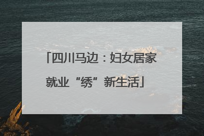 四川马边：妇女居家就业“绣”新生活