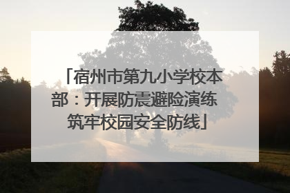 宿州市第九小学校本部：开展防震避险演练 筑牢校园安全防线