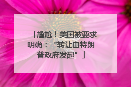 尴尬！美国被要求明确：“转让由特朗普政府发起”