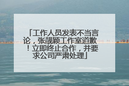 工作人员发表不当言论，张靓颖工作室道歉！立即终止合作，并要求公司严肃处理