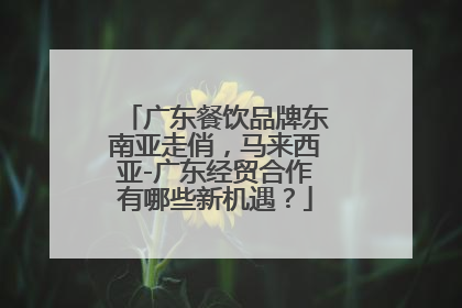 广东餐饮品牌东南亚走俏，马来西亚-广东经贸合作有哪些新机遇？