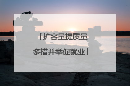 扩容量提质量 多措并举促就业
