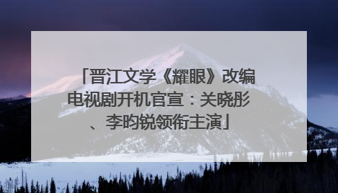 晋江文学《耀眼》改编电视剧开机官宣：关晓彤、李昀锐领衔主演