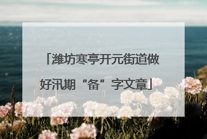 潍坊寒亭开元街道做好汛期“备”字文章