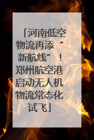 河南低空物流再添“新航线”！郑州航空港启动无人机物流常态化试飞