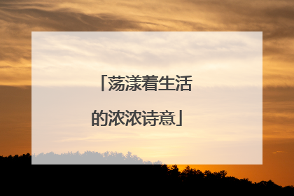 荡漾着生活的浓浓诗意