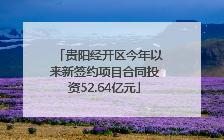 贵阳经开区今年以来新签约项目合同投资52.64亿元