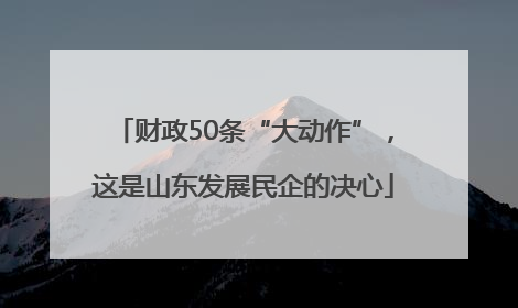 财政50条“大动作”，这是山东发展民企的决心