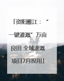 资阳雁江：“一键灌溉”万亩良田 全域灌溉项目7月投用