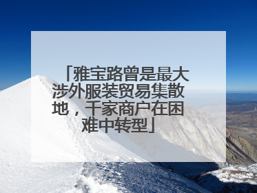 雅宝路曾是最大涉外服装贸易集散地，千家商户在困难中转型