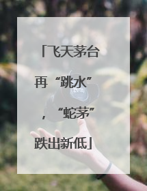 飞天茅台再“跳水”，“蛇茅”跌出新低