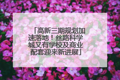 高新三期规划加速落地！丝路科学城又有学校及商业配套迎来新进展